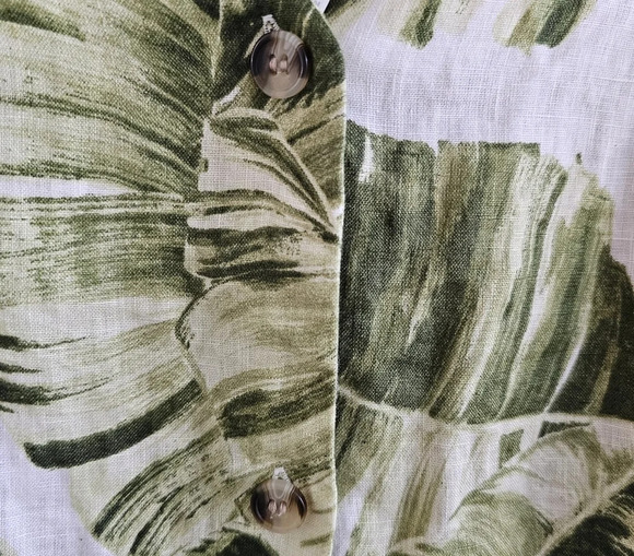 H&M linen button front palm  print camisole green white large NWOT - Picture 8 of 10
